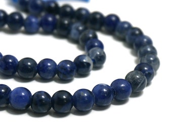 8mm LARGE HOLE Sodalite beads, round natural blue gemstone bead with 2.5mm hole, 8 inch strand (1219S)