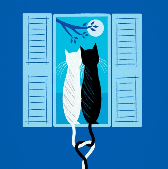 The Lovecats - limited edition - animal art print - iOTA iLLUSTRATION