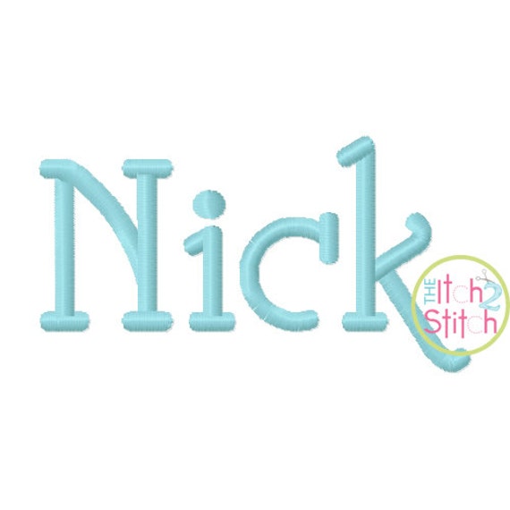 Nick Embroidery Font 1. & 2.0 upper and lower