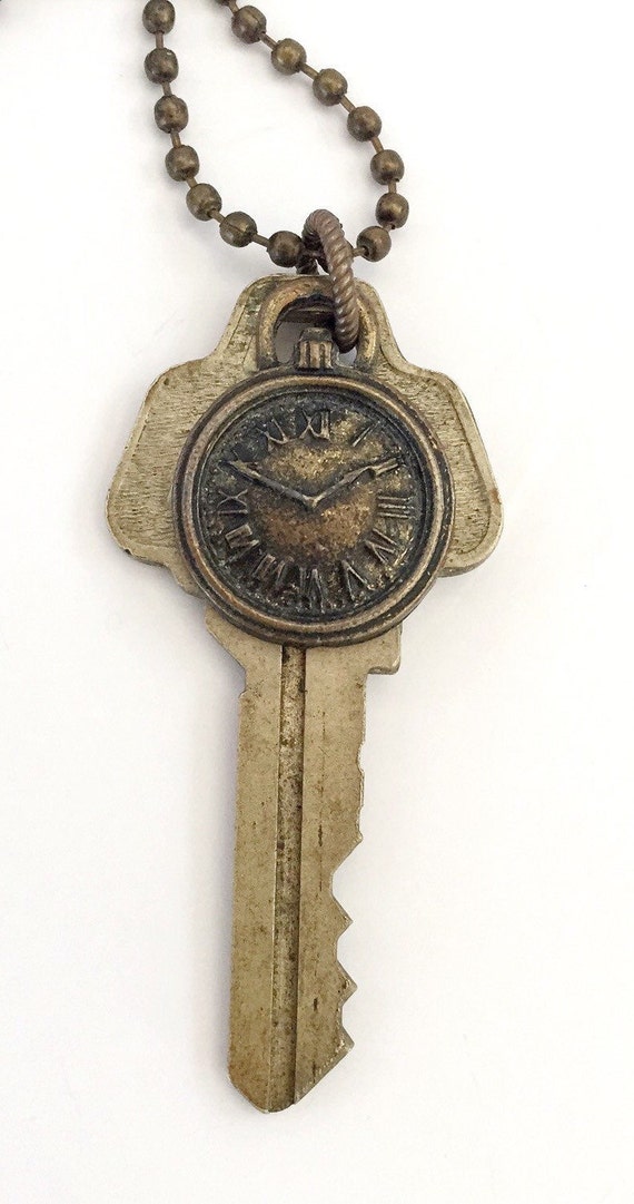 Vintage Key Necklace Upcycled Vintage Old Key by FickleFoxDesigns