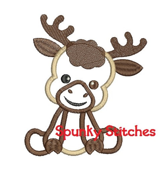 Baby Moose Embroidery Applique Design by SpunkyStitchesEmb on Etsy