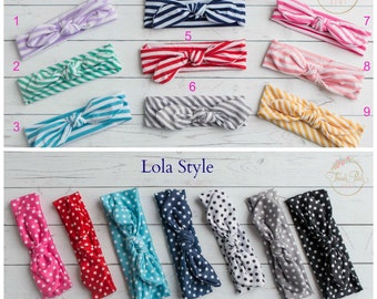 CLEARANCE SALE Baby Headbands SET , Square knot & Dots Head wraps, Baby Head wraps, Jersey Knit Headwraps, Baby Headbands, Knott Headband,