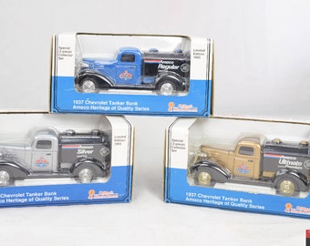 Lot of 3 Collector Set 1993 Limited Edition 1937 Chevrolet Tanker Bank Amoco