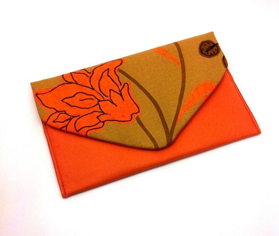 orange envelope clutch bag