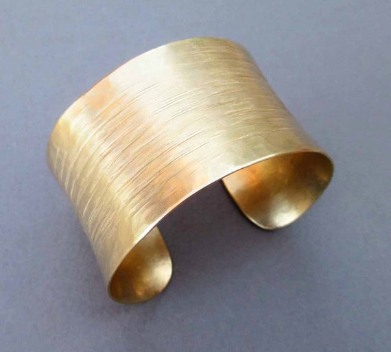 Hammered Gold Cuff Bracelet Brass Jewelry by SeventhWillow on Etsy