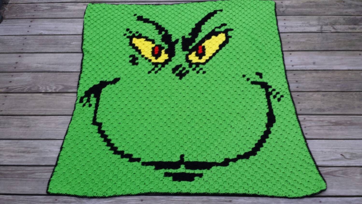 Crochet c2c Grinchy graph blanket throw afghan PATTERN