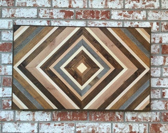 Chevron Wood Wall Art - Wood Art Sculpture - Reclaimed Wood