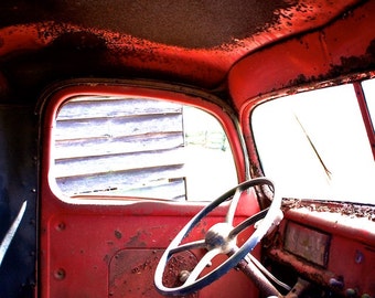 Old Ford Truck Print, Rusty Truck Vintage Modern Wall Decor, Red Truck Print, Cottage Chic Decor