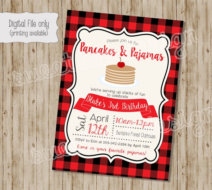 Pancakes And Pajamas Invitations 10