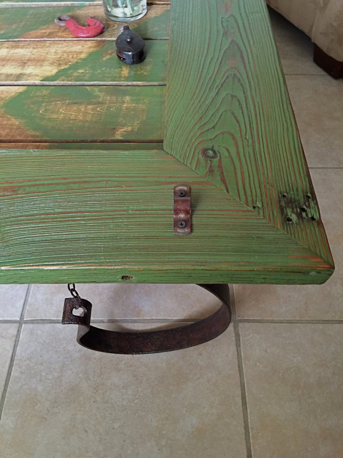 Barn Door Coffee Table. Reclaimed Barn Door Coffee Table.