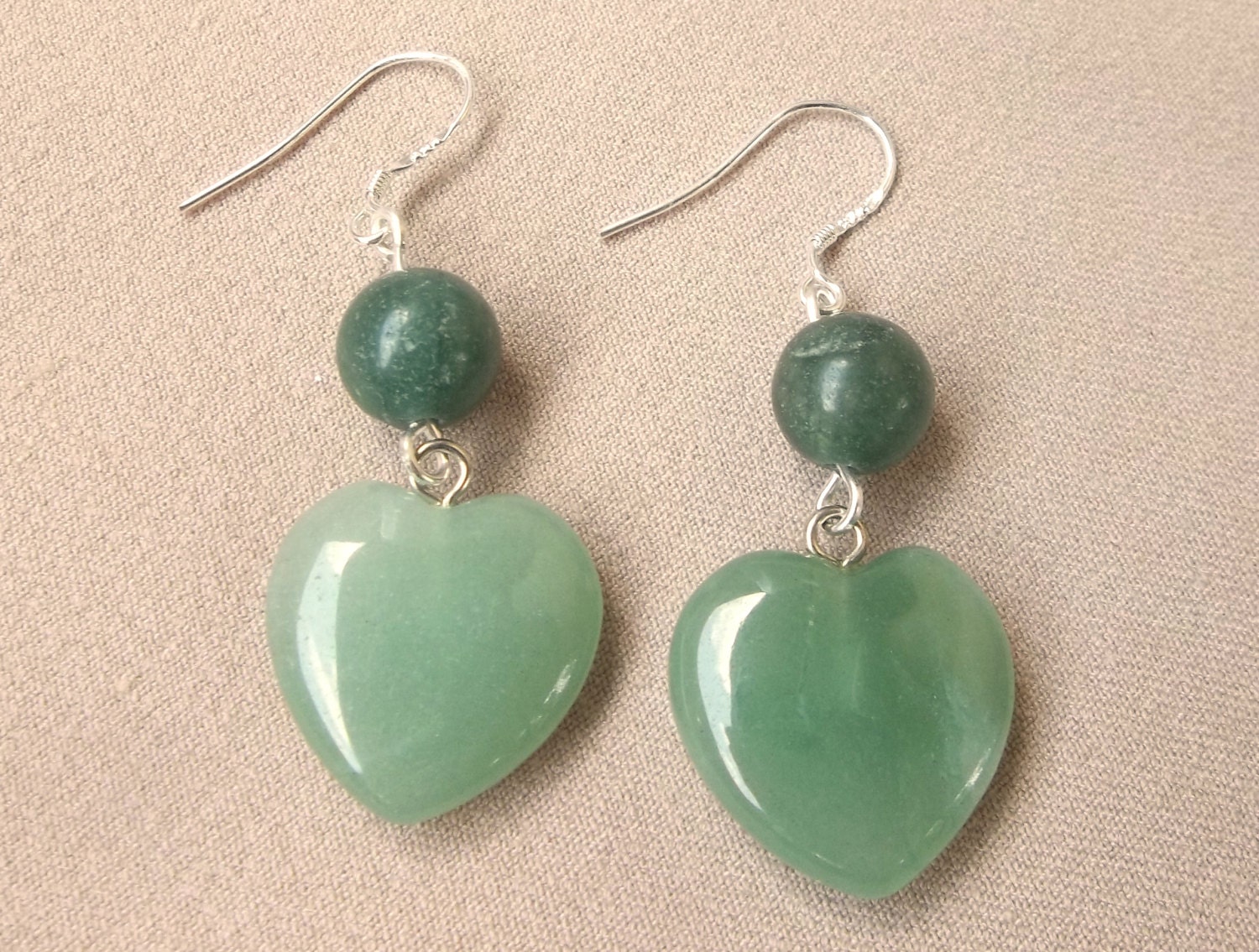 Heart Earrings Green Aventurine Earrings Aventurine Heart