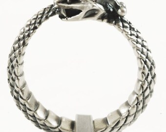 Sterling Snake Ring, Ouroboros Ring, Sterling Silver Snake Ring, Ouroborous, Uroboros, Oroboros Snake Jewelry Mens Size 11, 11.5 Ring (288)