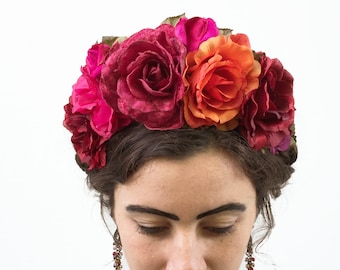 Frida Kahlo Flower Crown, Frida Kahlo, Frida Flower Crown, Fiesta, Flower Headpiece, Day of the Dead Headpiece, Mexican Flower Crown, Frida