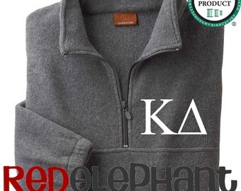 Kappa Delta Sorority Quarter Zip Jacket, Monogrammed Sorority Jacket, Monogrammed Zip Jacket, Monogrammed Jacket, Fleece, UNISEX, Licensed