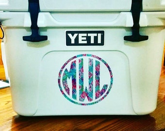 6" Oversized Lilly Pulitzer Inspired Monogram Vinyl Decals - Yeti Cooler Monogram