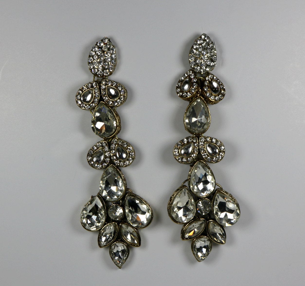 Extra Long Crystal Bridal Earrings .. Winter by TessHarrissDesigns