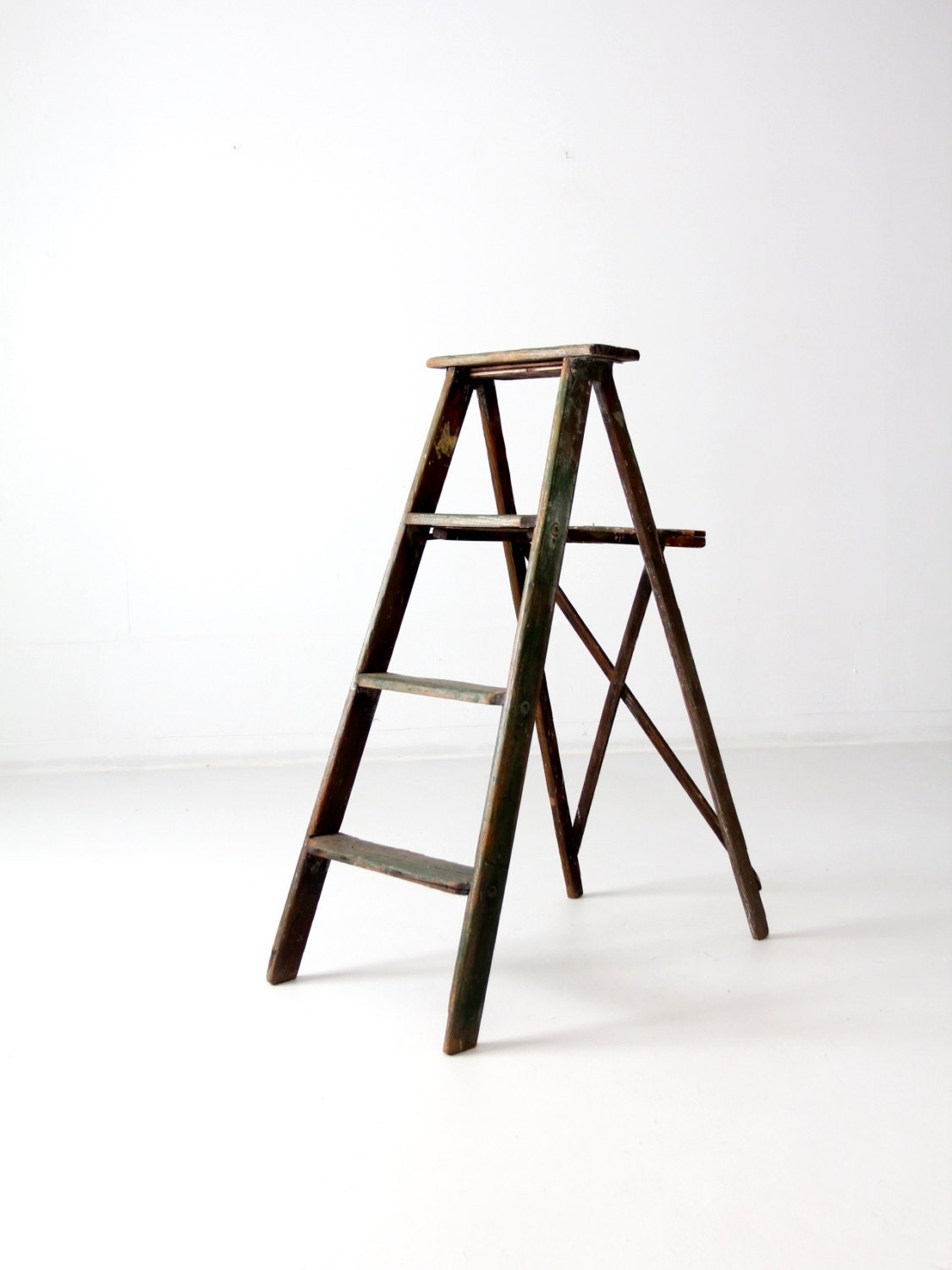 vintage green wood ladder, folding ladder – Haute Juice