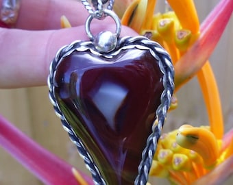 R189--Agate Heart Pendant