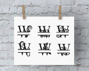 Split Letter Monogram - W - SVG Files for Silhouette - Monogram - Monogram Fonts - Digital Fonts - Cricut Monogram Fonts - Silhouette Files