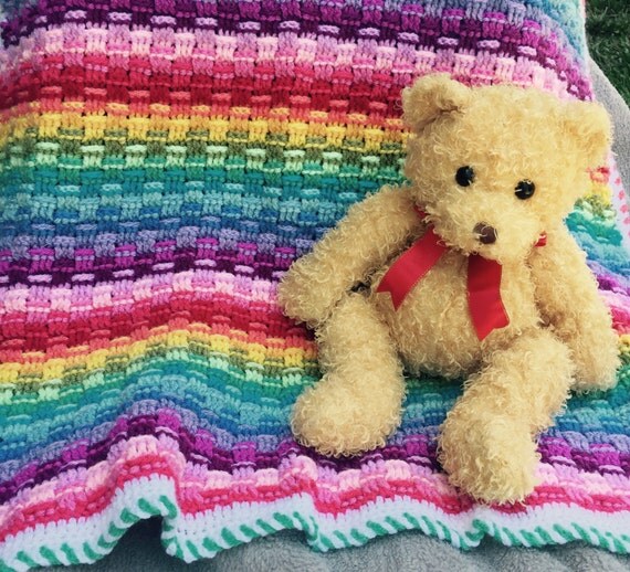 Knit Baby Blanket Afghan Multi Colored Unisex Newborn