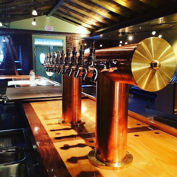 Beautiful Custom Copper and Brass 10 Tap Draft Beer Tower