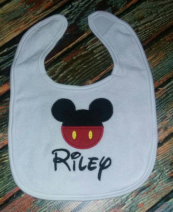 Personalized bib with Mouse applique personalized baby bib