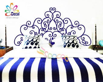 Headboard Decal Vinyl Wall Decal Headboard Wall Sticker King Queen Full Twin