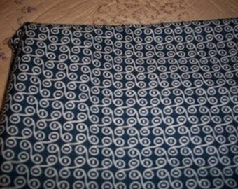 Navy & White Polyester Fabric