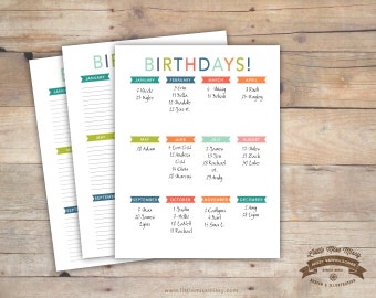 Cute Printable A5 Page Printable Birthday List Birthday