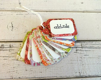 Gift Tags, Gift Tag Set, Assorted Gift Tags, Paper Tags, Party Tags, Hang Tags, Set of 12 Tags, 12 Medium Tags, Birthday Tags, Celebrate