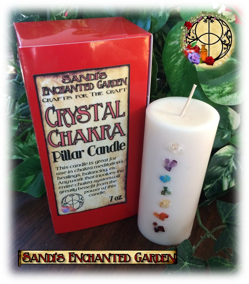 Chakra Candle with Crystal Chips 2x4 by SandiEnchantedGarden