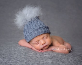 Fluffy Pompom Hat. Prop Pompom Hat. Newborn Baby Pompom Hat.Bobble Hat. Hats. Fur Pompom Hat. Hats. Newborn Photography Prop. UK Seller