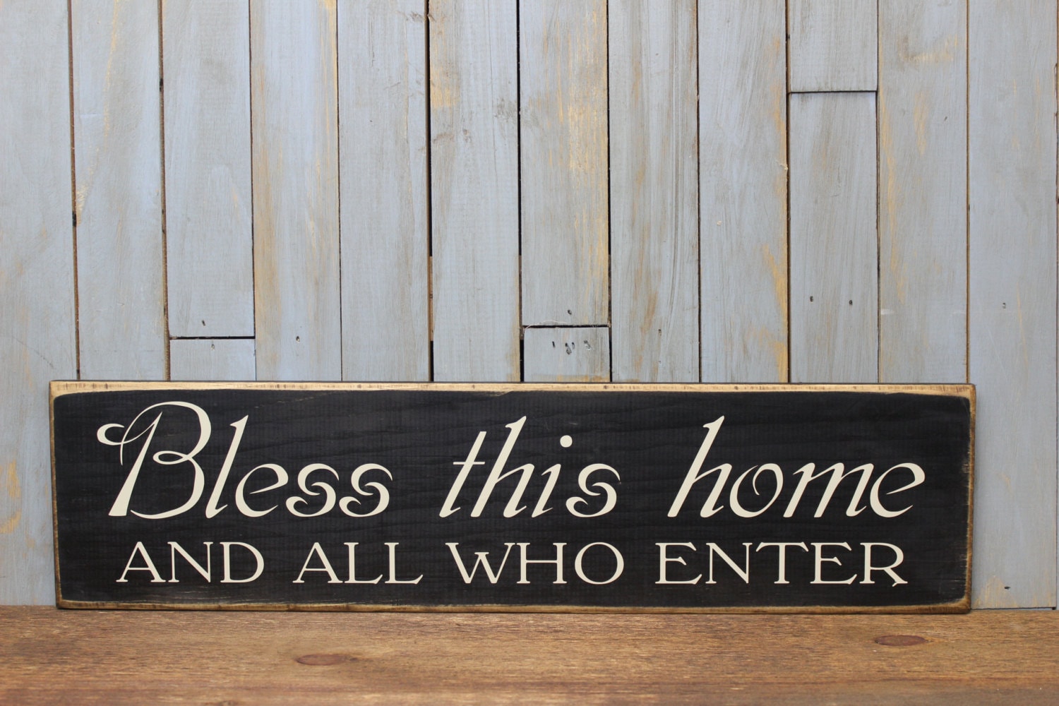 Wooden Sign Bless This Home And All Who Enter