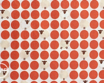 Sheep Dots in Red, Westex, Japanese Import Fabric, 100% Cotton Fabric