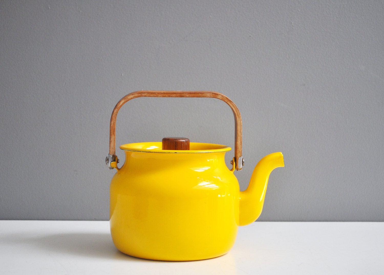 Petite Bright Yellow Enamel Tea Kettle