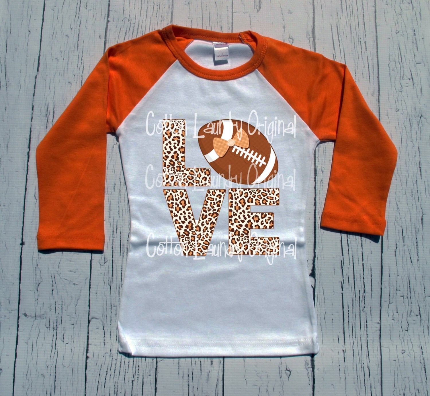 Football shirt Girl LOVE shirt Raglan baseball style tee shirt