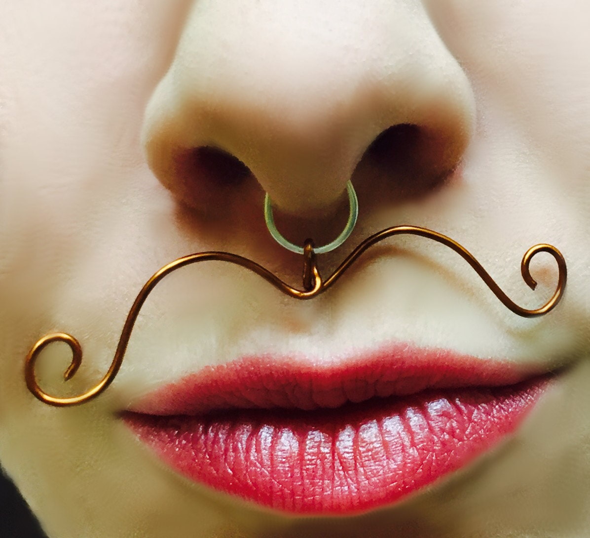 Fake Mustache Faux Septum Ring Mustache Nose Ring