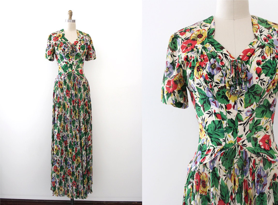 vintage 1930s evening dress // 30s floral gown
