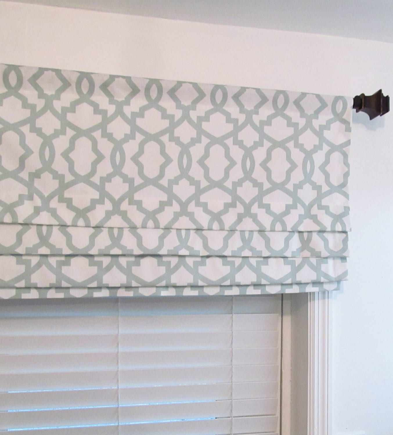 Modern Geometric Faux Roman Shade Lined Mock Valance