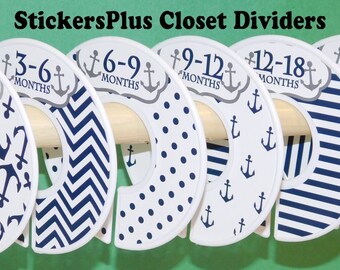 6 Baby Closet Dividers Organizers Assembled or DIY PreCut Navy Anchor Nautical Boy Baby Shower Nursery Gift Clothes Organizer CL024