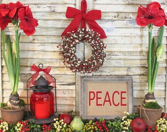 Christmas Wreath - Berry Wreath - 9 Wreath Colors - 30 Bow Options- Custom Made For You