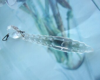 Vintage 1920's Clear Glass Unusually Cut Prism Drop Pendant 1Pc.