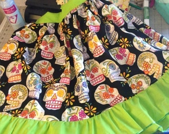 Sugar Skull Lolita Pinup skirt Custom made 100% cotton