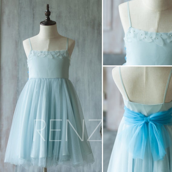 2019 Light  Blue  Junior  Bridesmaid  Dress  Flower Girl Dress 