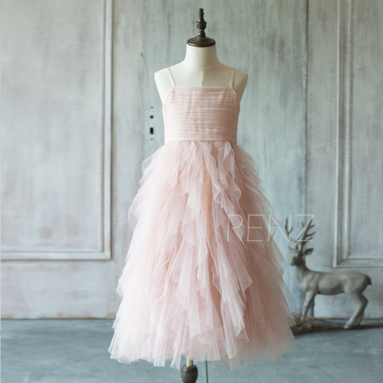 2017 Junior Bridesmaid Dress Blush Pink Flower Girl Dress