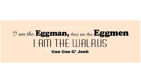 3x11 Fabric Block I Am the Walrus Beatles by AWordFitlySpoken