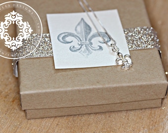 Fleur de lis Necklace, Keepsake, Women's jewelry, Sterling silver charm necklace