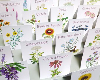 Leaf & Flower Art Theme Tablecards Pressed Botanicals by LeafDecor