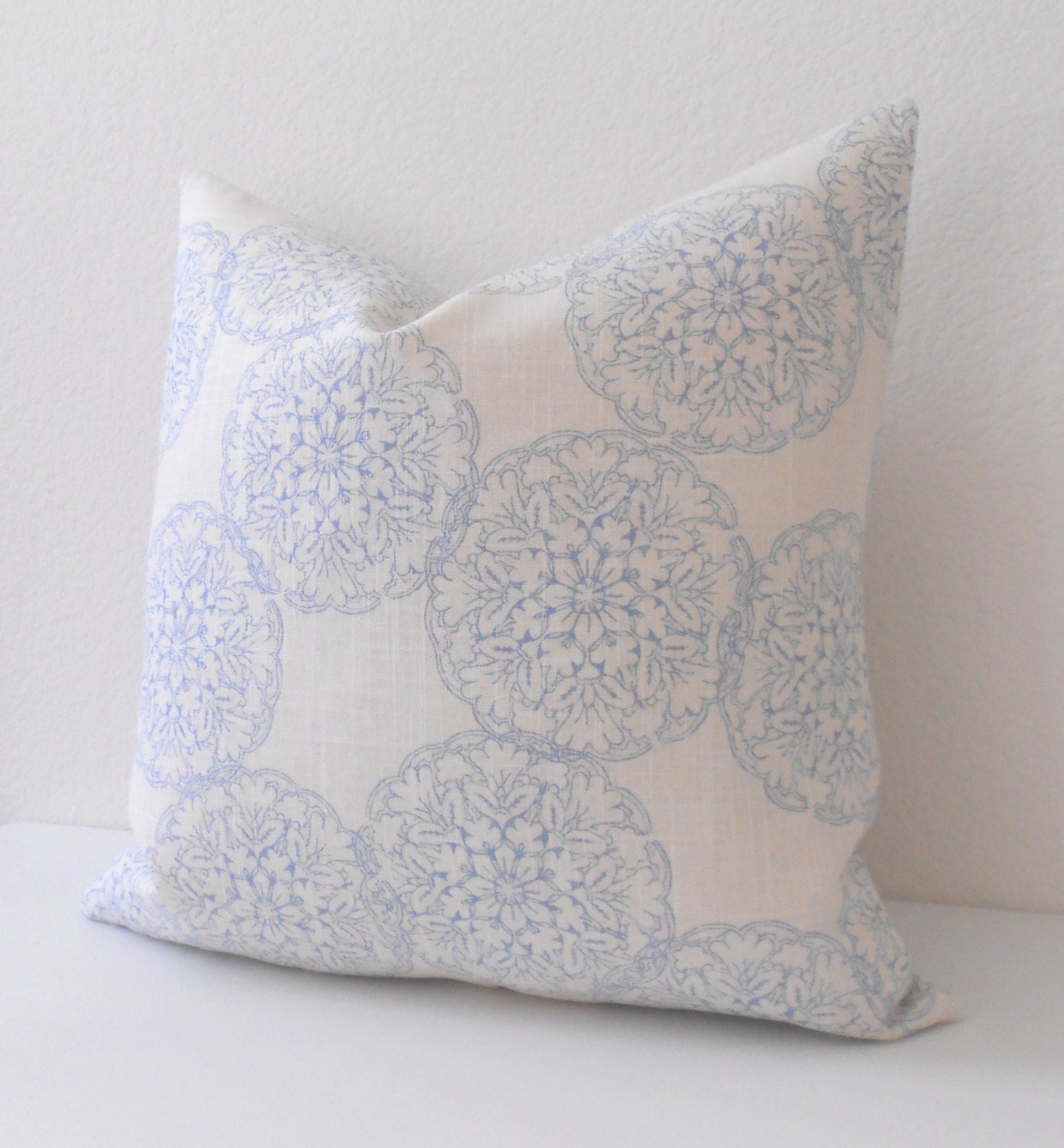 Double sided Light blue medallion decorative throw pillow