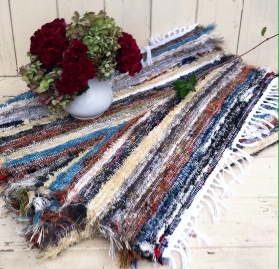 Amish Rag Rug Multi Colored Throw Rug by happydayantiques